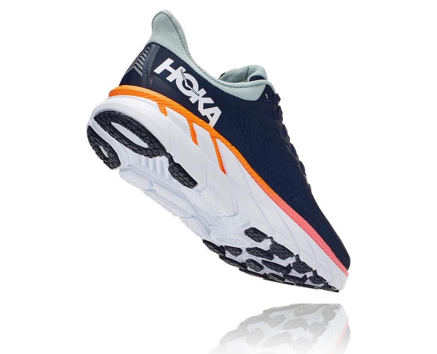Hoka One One Womens Running Shoes - Clifton 7 - Navy/White - GYQI67819